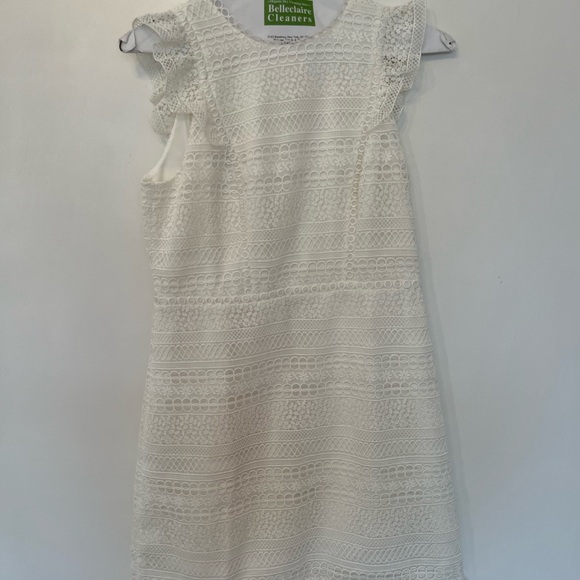 J Crew Ivory White Mixed Lace Ruffle Dress. Size  6 - Picture 2 of 6